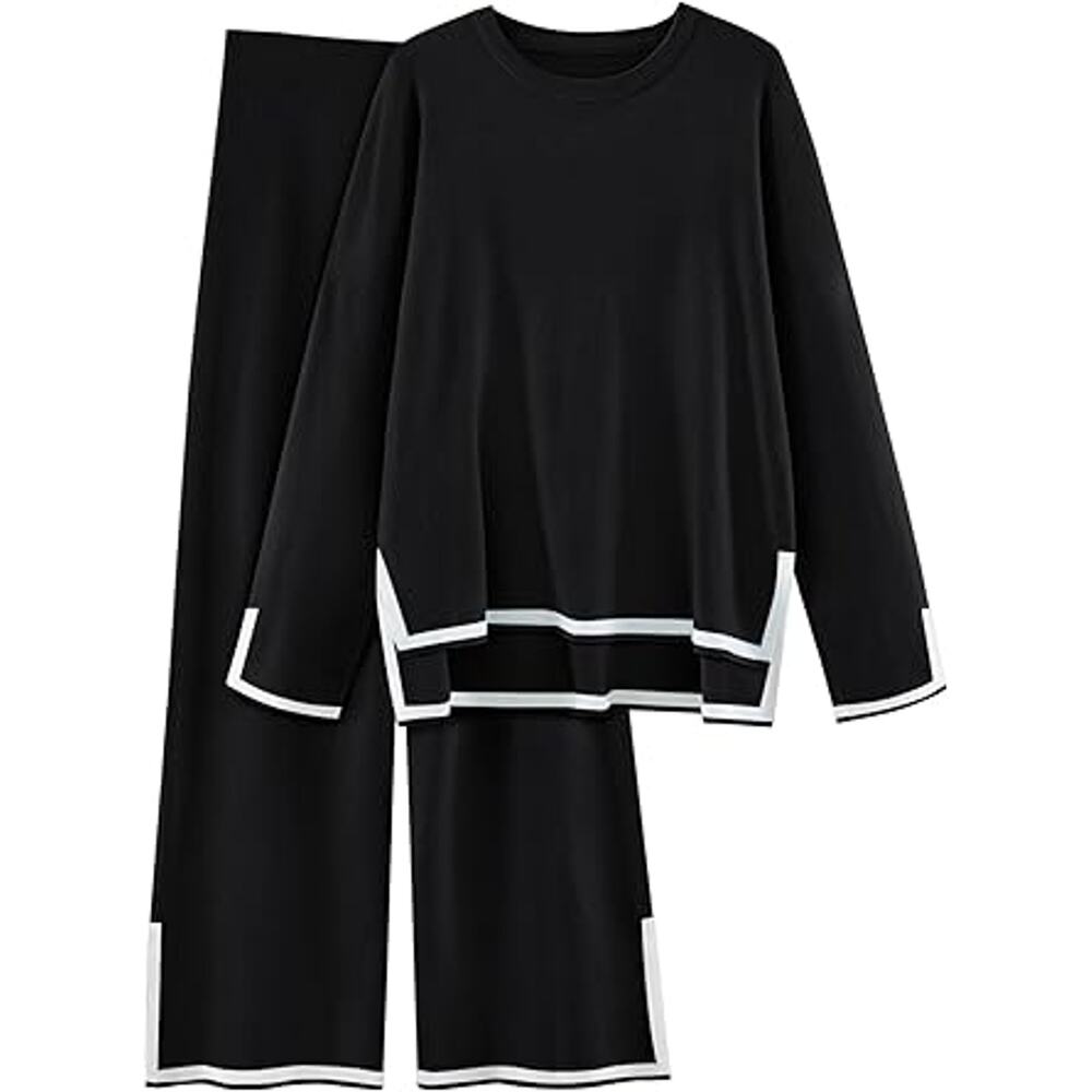 LILLUSORY Women Fall 2 Piece Lounge Set Outfits Sweatsuits Long Sleeve Sweater T